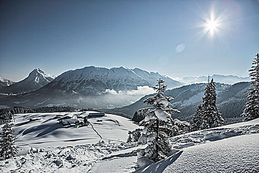 滑雪小屋,雪景