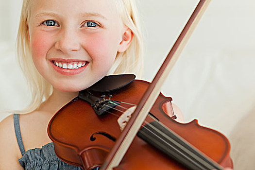 微笑,女孩,小提琴