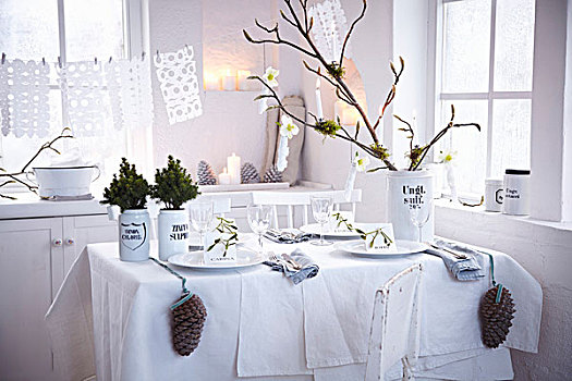 冬天,桌子,装饰,白色