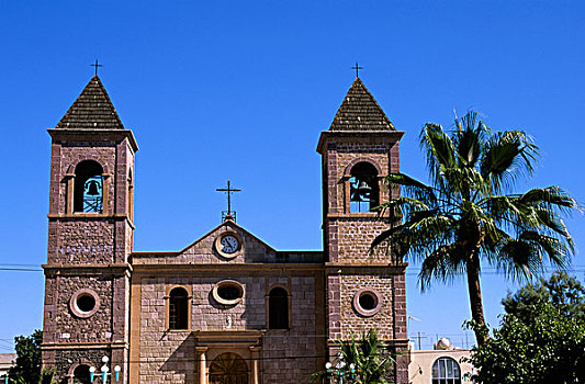墨西哥,北下加利福尼亚州,广场,教堂