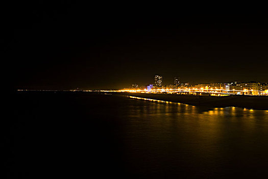 夜景,布莱顿,英格兰