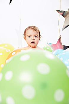 女婴,聚会,气球