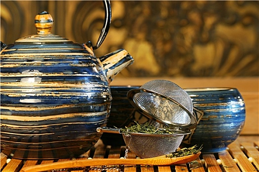 蓝色,日本,茶壶