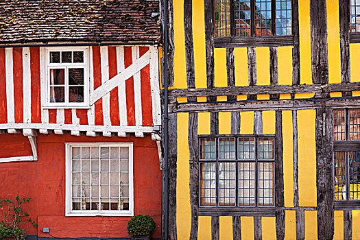 古雅,彩色,半木结构房屋,英国,乡村,拉文纳姆,英格兰