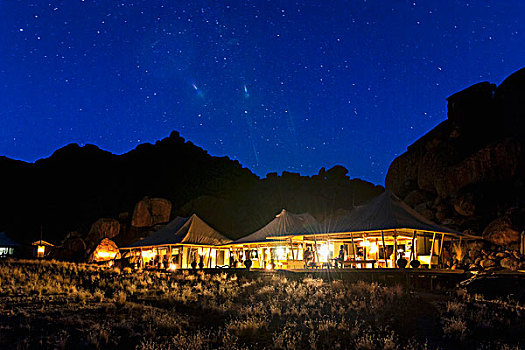 星空,上方,漂石,旅游,露营,自然保护区,纳米比亚,非洲
