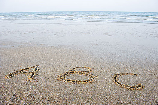 字母,文字,手写,沙子,海滩