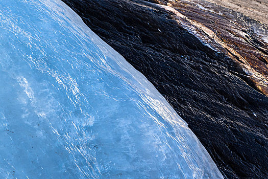 冰河,冰,流动,岩石面,融化,水