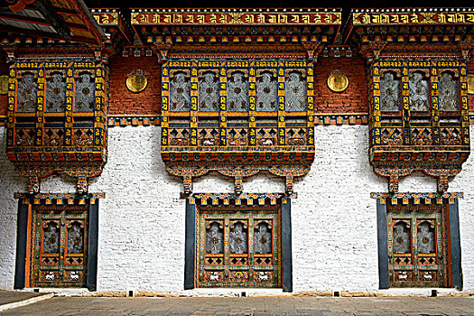 漂亮,华丽,窗户,凸窗,普那卡宗,寺院,要塞,普那卡,地区,不丹,亚洲
