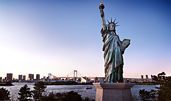 自由女神像,彩虹桥,台场,东京,日本,亚洲