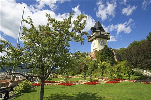 钟楼,城堡山,格拉茨,施蒂里亚,奥地利,欧洲