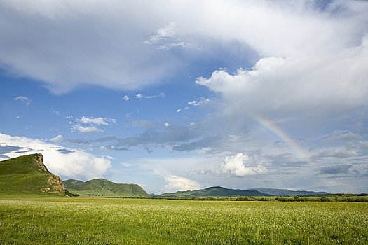 彩虹,上方,一半,山,生态,保存,内蒙古,中国
