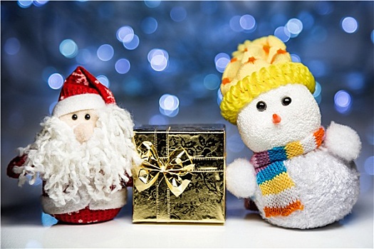 圣诞老人,雪人,礼盒