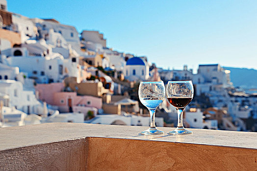 葡萄酒,屋顶,锡拉岛,希腊