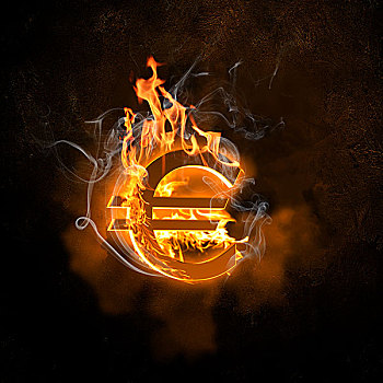欧元符号,火,火焰