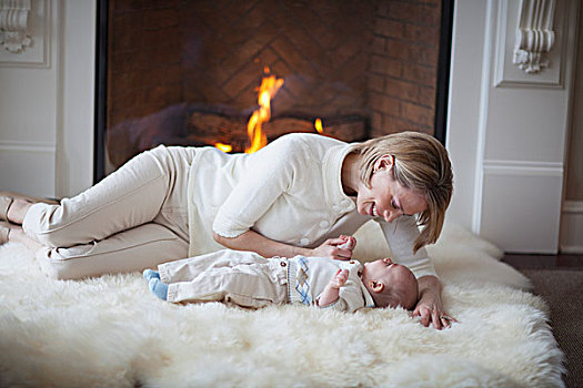 母亲,地毯,正面,壁炉,安大略省,加拿大