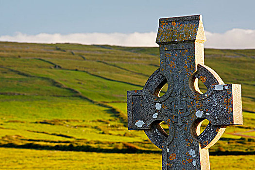 凯尔特十字架,墓地,布伦,区域,克雷尔县,爱尔兰