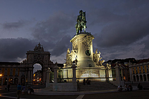 骑马雕像,国王,区域,里斯本,葡萄牙,欧洲