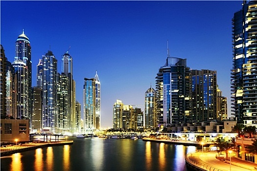城市,迪拜,夜晚,阿联酋