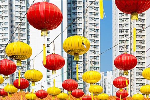 紅色,燈籠,中國寺廟
