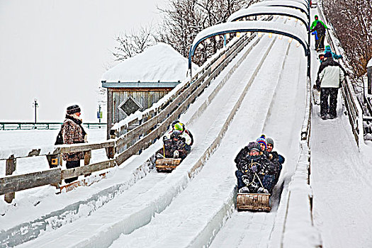 雪橇,滑动,平台,后面,魁北克老城,城市,魁北克,加拿大