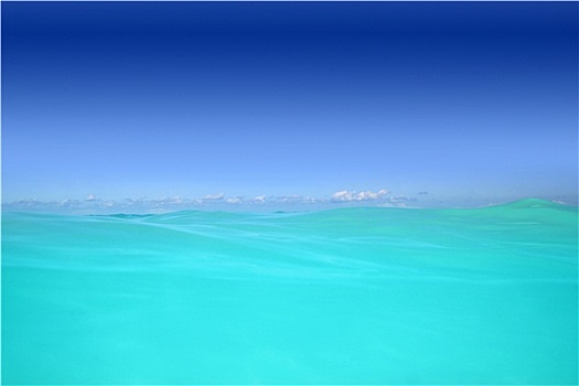加勒比,波浪,青绿色,水,高,地平线