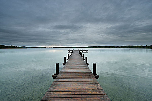 木码头,湖,上巴伐利亚,德国