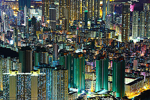 市区,香港,风景,高,夜晚