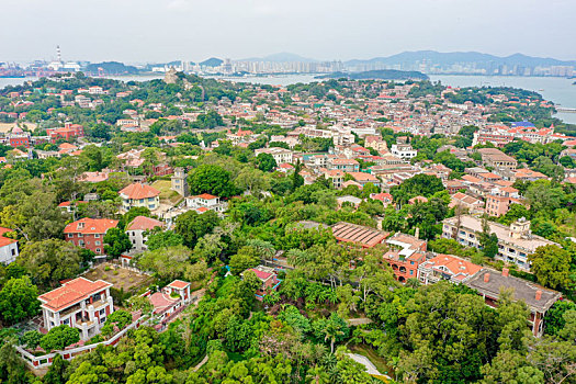 航拍福建厦门鼓浪屿风景名胜区风光