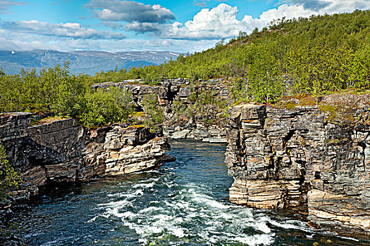 峡谷,河,国家公园,拉普兰,北方,瑞典,斯堪的纳维亚,欧洲