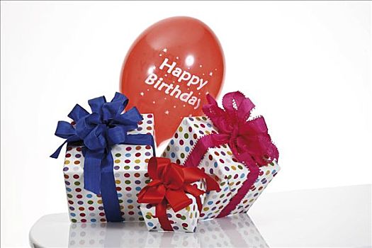 礼物,带,气球,生日快乐