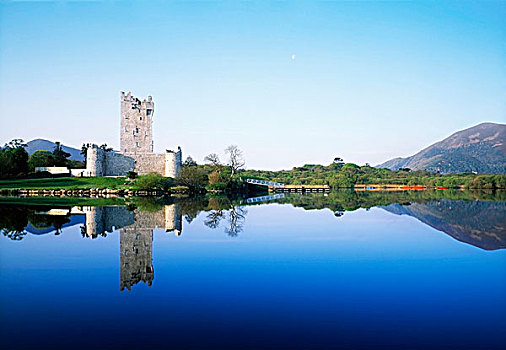 湖,城堡,基拉尼国家公园,凯瑞郡,爱尔兰