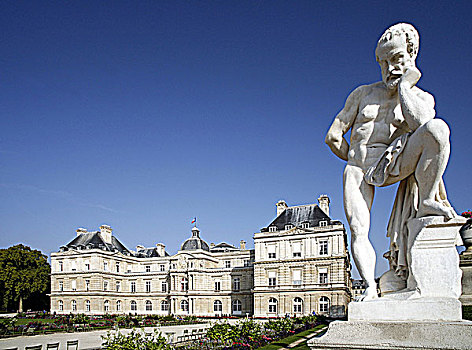 法国,法兰西岛,巴黎,卢森堡,花园,参议院,雕塑