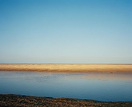 沙子,堤岸,沭浴,金色,阳光