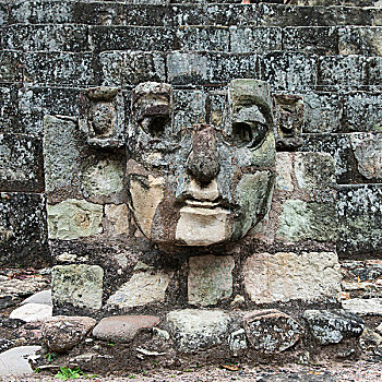 石头,脸,雕刻,石墙,玛雅,文明,遗址,洪都拉斯
