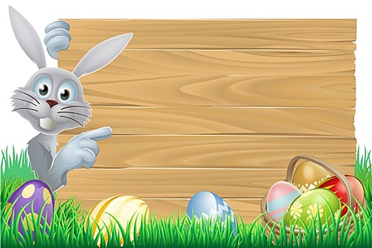 复活节兔子,蛋,篮子,标识