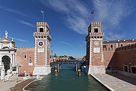 武器,水,大门,塔,海军基地,威尼斯,共和国,威尼托,意大利,欧洲