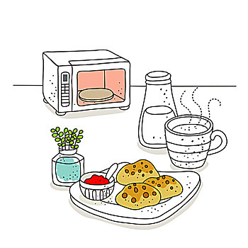 早餐,烤炉