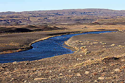 河,流动,山谷,冰岛