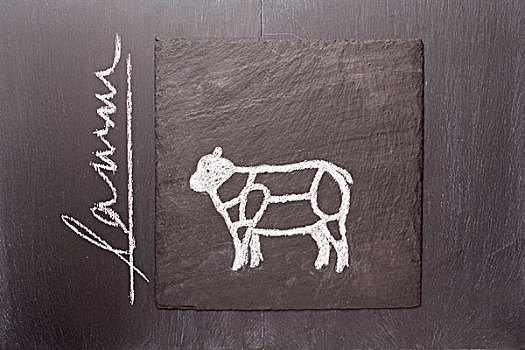 素描,羊羔肉,黑板