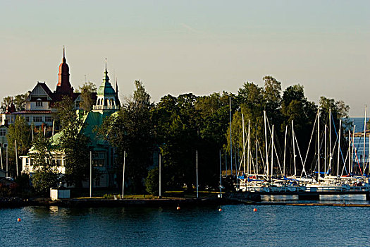 芬兰,赫尔辛基,俯视,港口