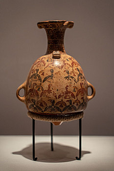 秘鲁印加博物馆藏印加帝国陶海鸟装饰厄普壶