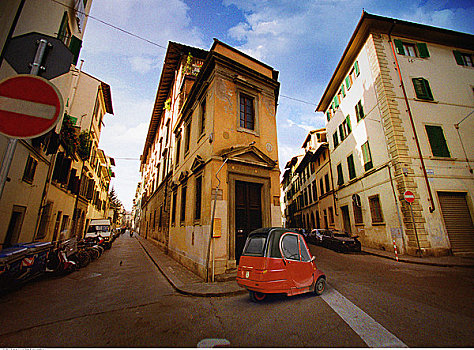 汽车,狭窄,道路,佛罗伦萨,托斯卡纳,意大利