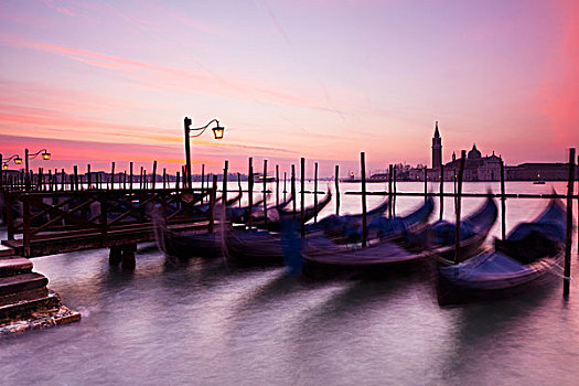 船,停泊,黎明,威尼斯,意大利