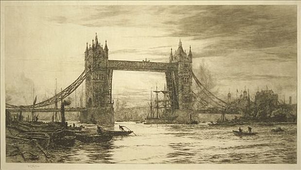 塔桥,泰晤士河,伦敦,艺术家