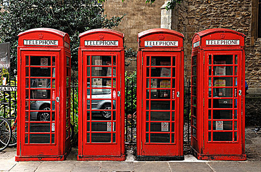 四个,英国,红色,电话,街道,剑桥,剑桥郡,英格兰,欧洲