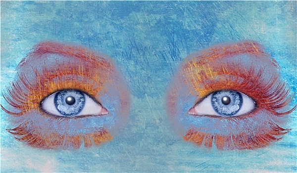 抽象,蓝眼睛,化妆,女人,低劣,纹理