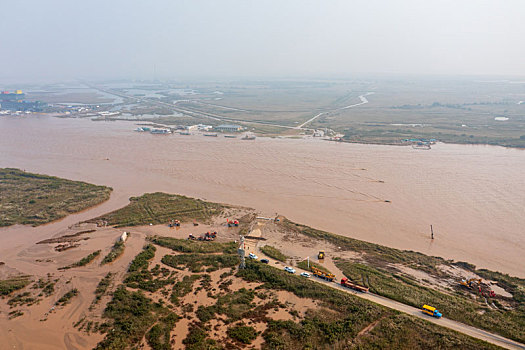 航拍东营黄河入海口湿地公园