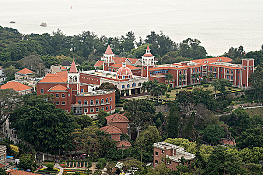 厦门鼓浪屿鸟瞰欧式建筑群,海上花园酒店