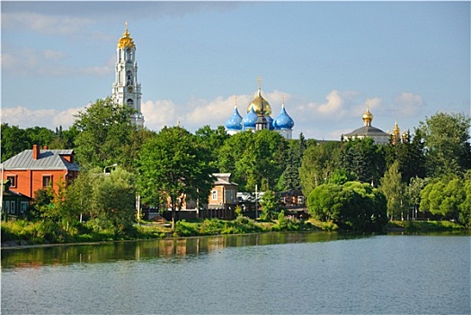 寺院,湖,塞尔吉耶夫,莫斯科,区域,俄罗斯