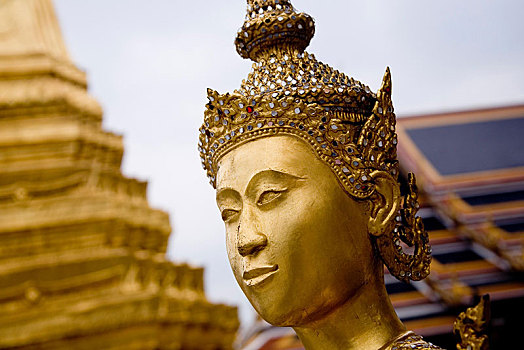 金色,雕塑,玉佛寺,大皇宫,曼谷,泰国,亚洲